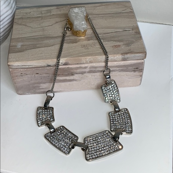 🌸2/$20🌸 Silver Diamond Block Necklace - Picture 2 of 4